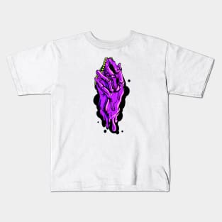 Dope purple praying skulls hands drawing Kids T-Shirt